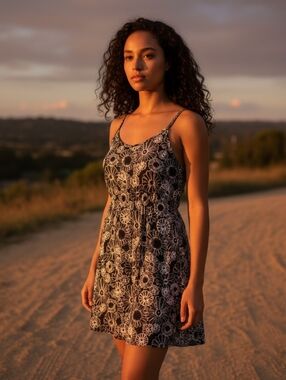 Women's SO Black & White Floral Sleeveless Dress L